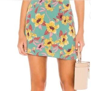 Flynn Skye~It Skirt~A-Line Mini and Floral~Green Yellow Pink~Size M-Runs Small